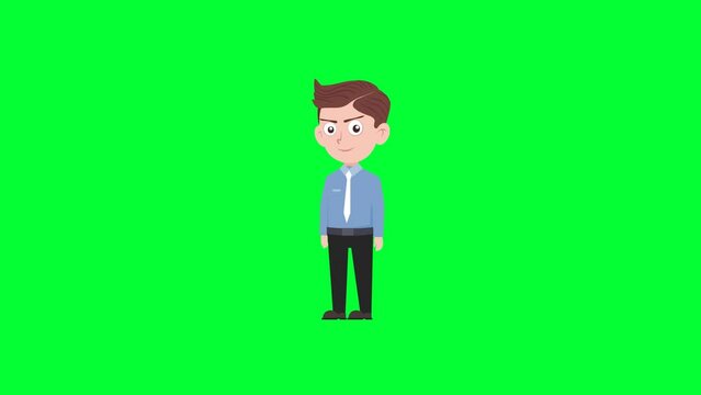 Cartoon character with deep breath reaction background and 2d animation 4k, cartoon man, businessman deep breath, animated boy