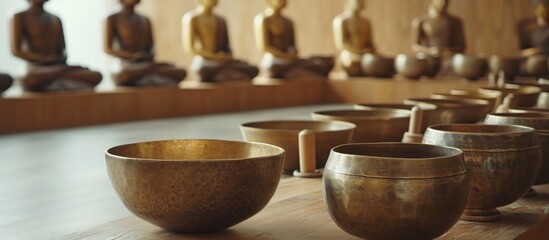 Singing bowls, Buddha, and focused meditation. Nearby.