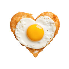 Perfectly Cooked Fried Egg in Heart Shape Against Transparent Background for Breakfast. AI.