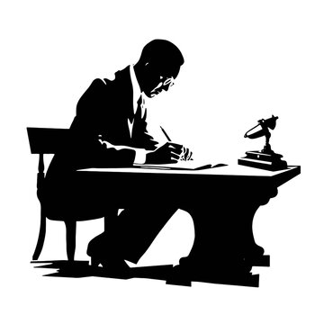 recommend clip art: silhouette of a man working on a laptop