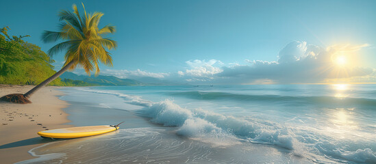 surfboard on the tropical beach