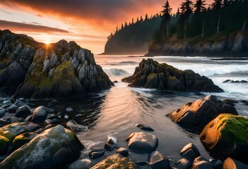 Obraz premium sunset in the mountains