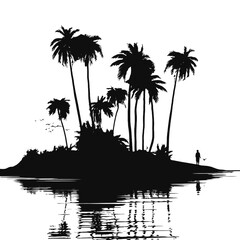 silhouette of a tropical island