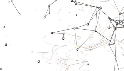 Multi color connected lines and dots network 3d illustration