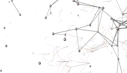 Multi color connected lines and dots network 3d illustration