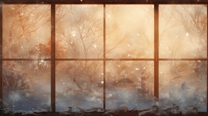 The frost background on the window is in brown.