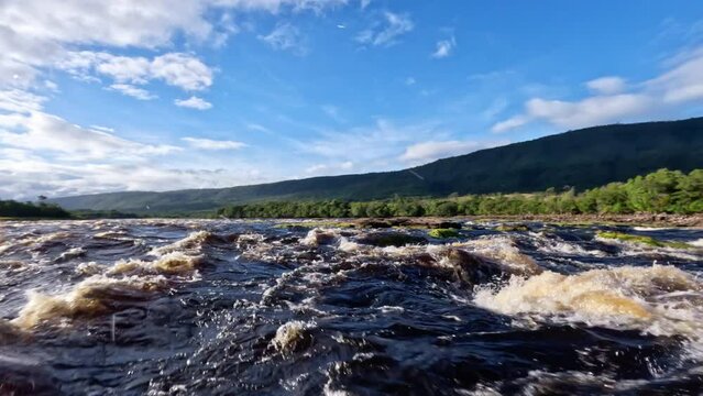 Sailing along Carrao river in Canaima National Park, Venezuela