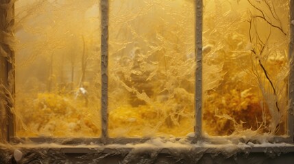 The frost background on the window is in mustard