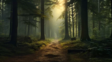 Foto op Plexiglas Bosweg  a dirt road in the middle of a forest