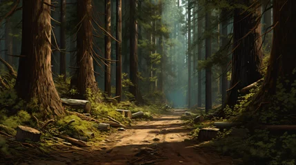 Poster  a dirt road in the middle of a forest © Waji