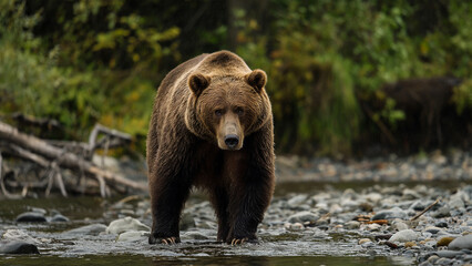 Obraz premium Bear in the forest. Generative AI