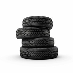Fototapeta na wymiar Car tires stacked. Isolated on white background.