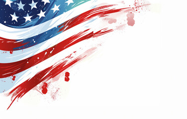 AI Generated Image. Illustrative banner with copy space and American flag. USA election concept