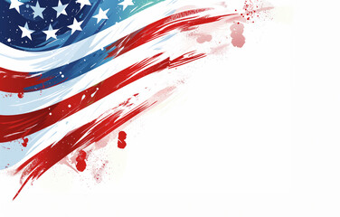 AI Generated Image. Illustrative banner with copy space and American flag. USA election concept