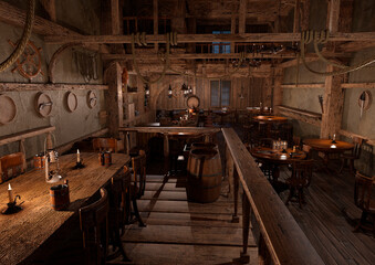 3D Rendering Pirate Lounge