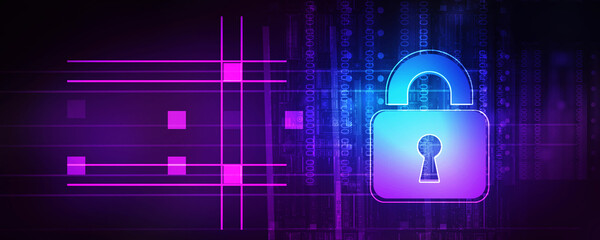 2d illustration Safety concept: Closed Padlock on digital background