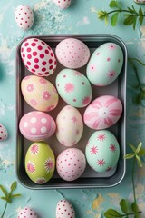  tin of painted easter eggs