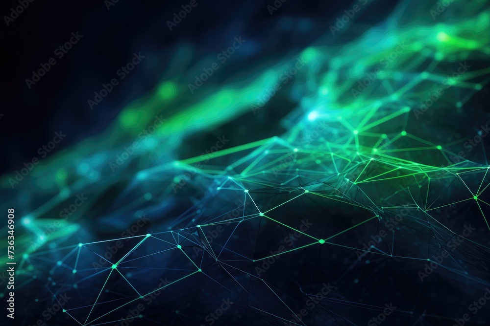 Poster connection structure. 3d rendering, abstract polygonal space low poly dark background with connectin