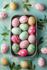  tin of painted easter eggs