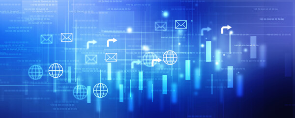Fototapeta premium 2D Digital Abstract Business Networking background 