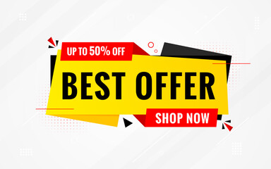 Best Offer sale banner vector template. Offer banner. Sale offer and discounts background, Offer Promotion marketing poster design for web and Social. Vector Illustration.