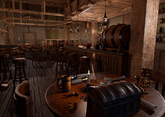 3D Rendering Pirate Lounge