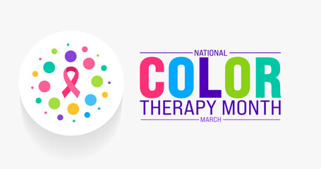 Fototapeta na wymiar March is Color Therapy Month background template. Holiday concept. use to background, banner, placard, card, and poster design template with text inscription and standard color. vector illustration.