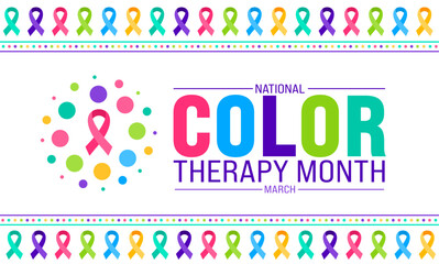 March is Color Therapy Month background template. Holiday concept. use to background, banner, placard, card, and poster design template with text inscription and standard color. vector illustration.