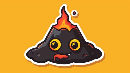 Cute sticker vector-style image of lava volcano monster erupt humanoid adventure time style