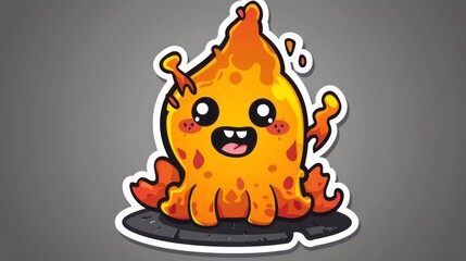 Cute sticker vector-style image of lava volcano monster erupt humanoid adventure time style 