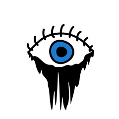 Eye tears doodle logo icon sign Hand drawn ink sketch Decorative element Cartoon angry design Halloween scary style Fashion print clothes apparel greeting invitation card cover flyer poster banner ad