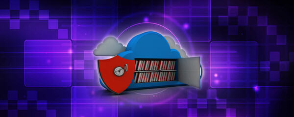 3d rendering book with cloud shield lock
