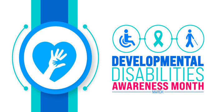 March is Developmental Disabilities Awareness Month background template. Holiday concept. use to background, banner, placard, card, and poster design template with text inscription and standard color.
