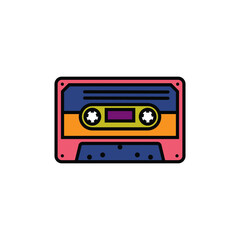 Fototapeta premium Original vector illustration. The contour icon of a retro audio cassette.