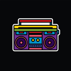 Original vector illustration. The outline icon of a portable stereo recorder. A boombox. A design element.