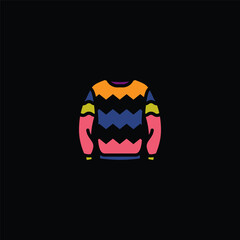 Original vector illustration. The icon of a warm knitted sweater with a pattern.