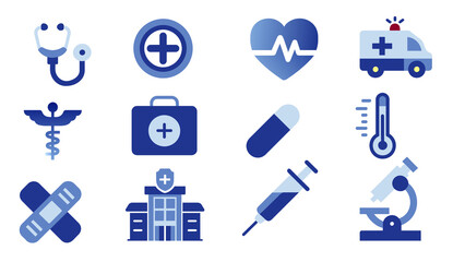 medical icons set editable