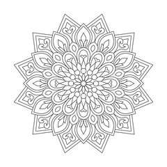  Elegant Simple Mandala Flower Design Coloring book page