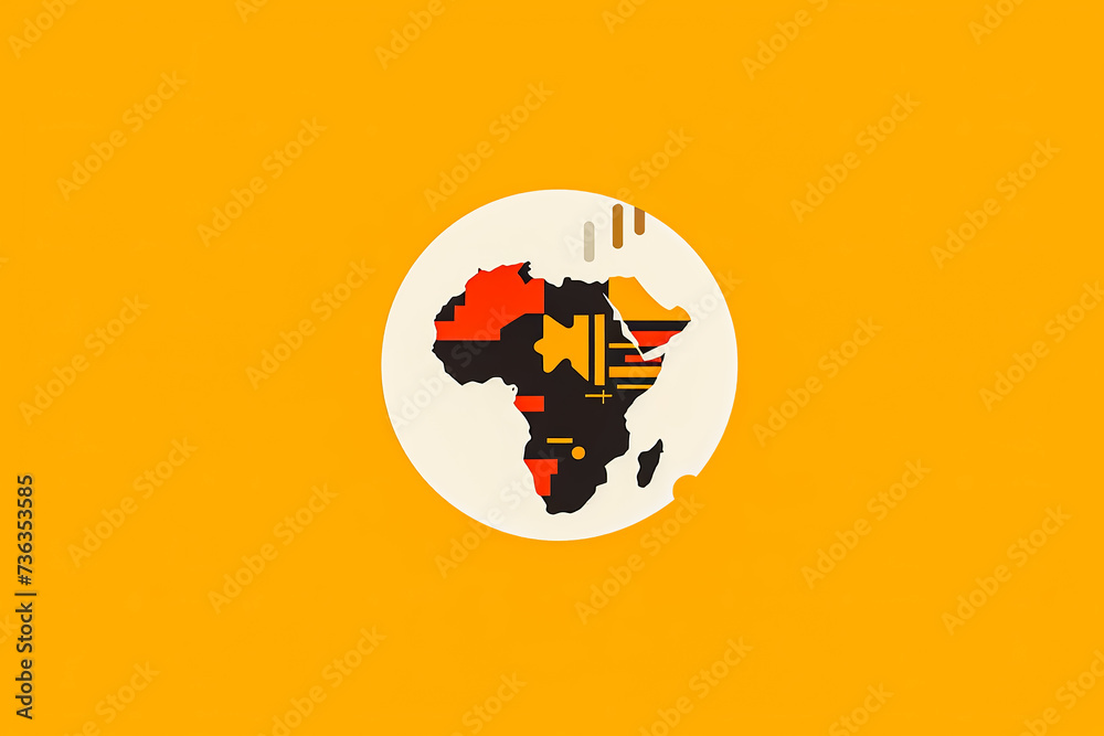 Poster africa with a patterned map adorned with ethnic striped motifs