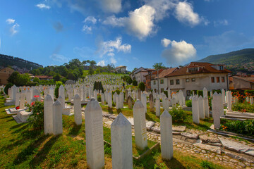 Srebrenica-Potocari monument and cemetery for the victims of the massacre against Muslims in Bosnia...