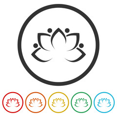 Lotus logo. Set icons in color circle buttons