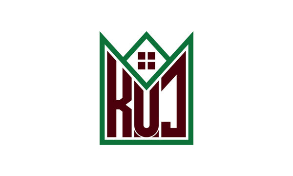 KUJ initial letter real estate builders logo design vector. construction ,housing, home marker, property, building, apartment, flat, compartment, business, corporate, house rent, rental, commercial