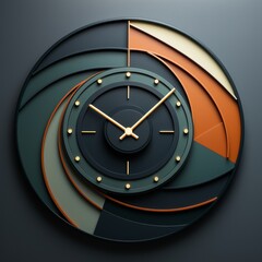 Modern abstract clock design with a spiral theme