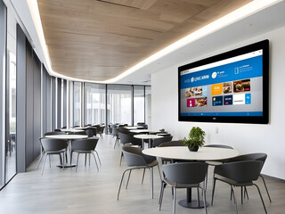 Digital Signage Corporate TV Meeting Room Office New Work Business Space Cafeteria design.