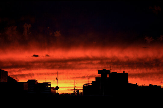 sunset in the city