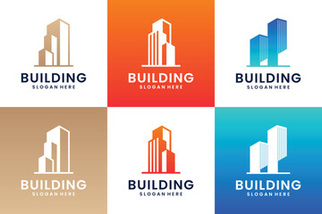 set of building, construction collection, logo design template.