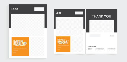 Bifold brochure design, One-fold company profile, annual report design, marketing handout flyer vector design.