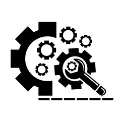 Vector illustration, icon, key and gear logo. industry. Isolated on a white background.	