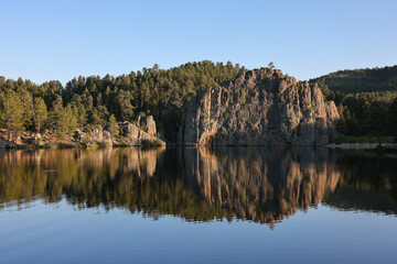 Reflection of Lenker Rock at Legion Lake in Custer State Park, Custer, South Dakota