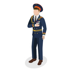 3D Isometric Flat  Set of Military People. Item 9
